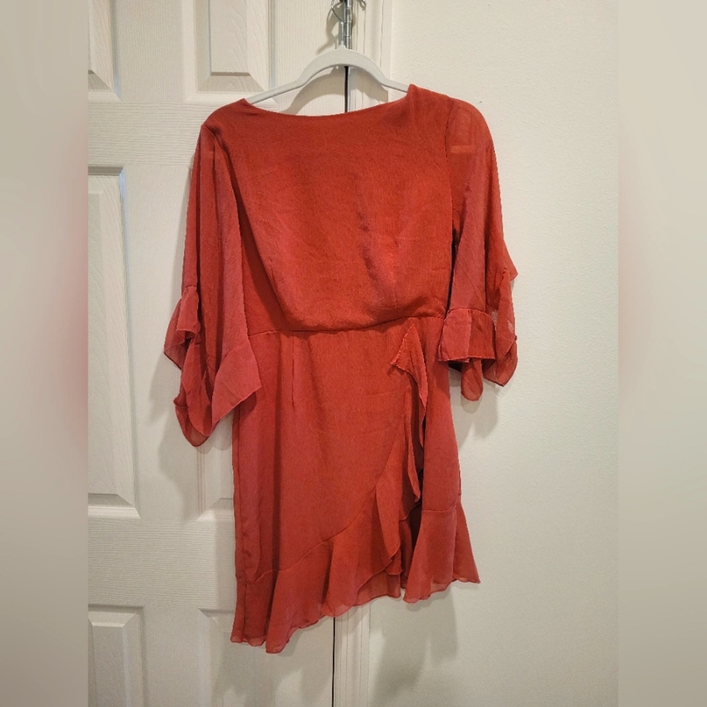 Short red long sleeve dress